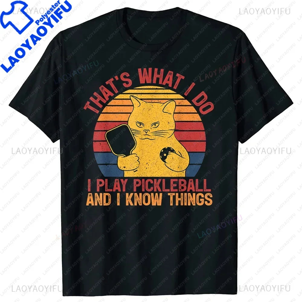 Why I Lose At Pickleball Tshirt That's What I Do Cat Lovers T Shirts Paddleball Player Short-Sleeve Fashion T-shirt Casual Tees