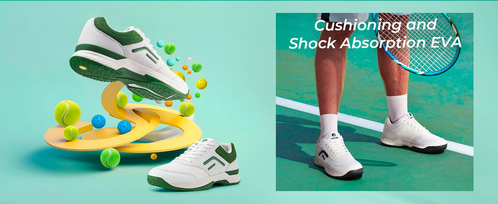 Fittington Wide Pickleball Shoes for Men Casual Sport Sneakers Breathable Tennis Shoes Hard Court Racquetball Cushioning Support