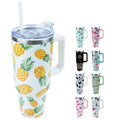 Lumumanber 40 oz Tumbler with Handle and Straw Stainless Steel Insulated Cup with Leak Proof Lid and Straw Lid Keep Drinks Cold and Hot for Hours(Pineapple)