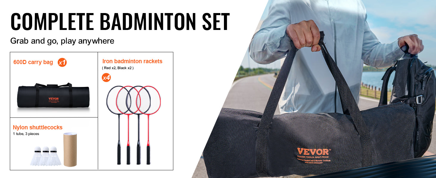 SucceBuy Badminton Net Set Outdoor Backyard Beach Park Badminton Net Portable Badminton Equipment Set Adults Kids Badminton Net