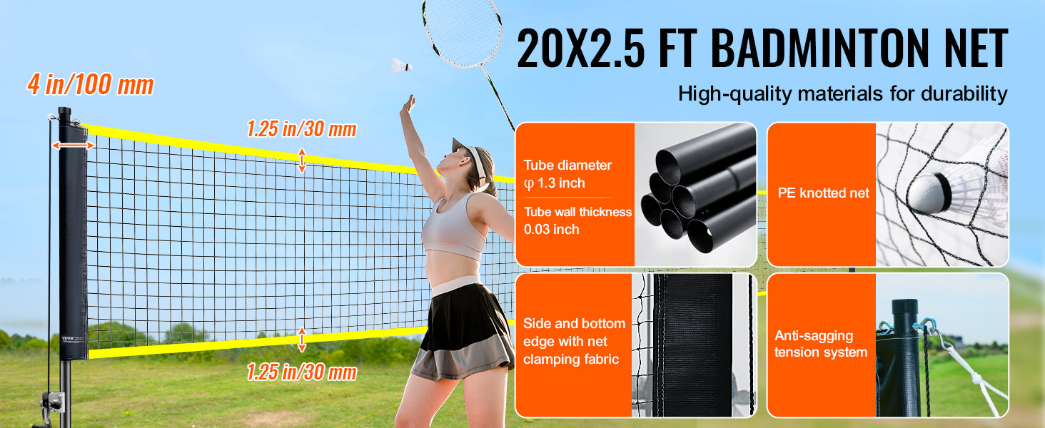 SucceBuy Badminton Net Set Outdoor Backyard Beach Park Badminton Net Portable Badminton Equipment Set Adults Kids Badminton Net