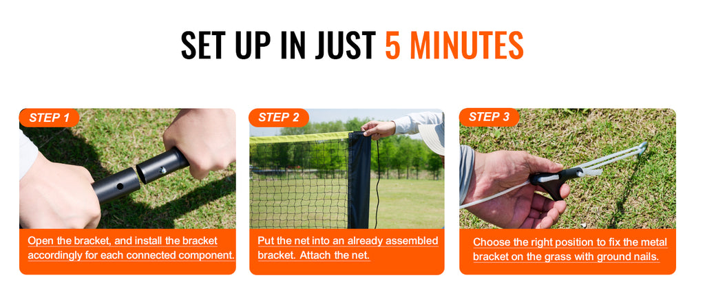 SucceBuy Badminton Net Set Outdoor Backyard Beach Park Badminton Net Portable Badminton Equipment Set Adults Kids Badminton Net