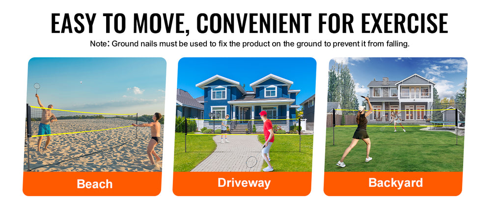 SucceBuy Badminton Net Set Outdoor Backyard Beach Park Badminton Net Portable Badminton Equipment Set Adults Kids Badminton Net
