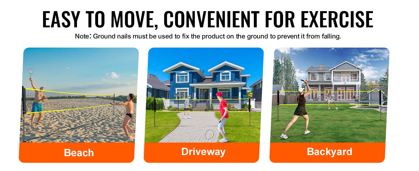 SucceBuy Badminton Net Set Outdoor Backyard Beach Park Badminton Net Portable Badminton Equipment Set Adults Kids Badminton Net