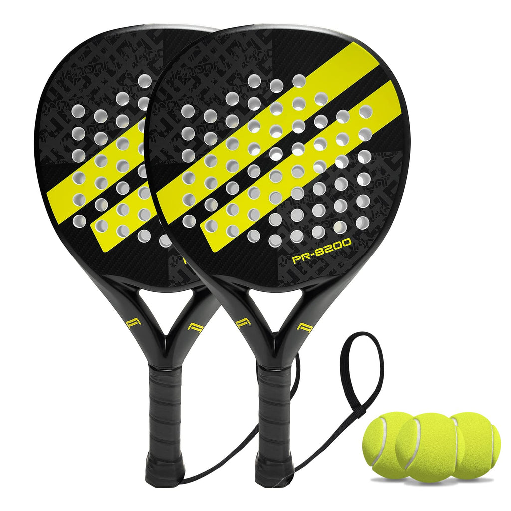 ianoni Paddle Tennis Racket Carbon Fiber Surface with EVA Memory Flex Foam Core POP Padle Racquts (T-Yellow)