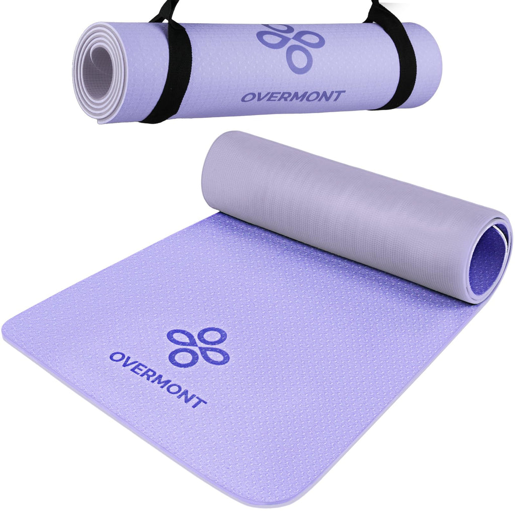 Overmont TPE Thick Yoga Mat - 1/3 inch Extra Thick Exercise Mat Non-Slip Home Workout Mat High Density Anti-Tear Pilates Mat for Stretching Fitness Gym 72 * 24in