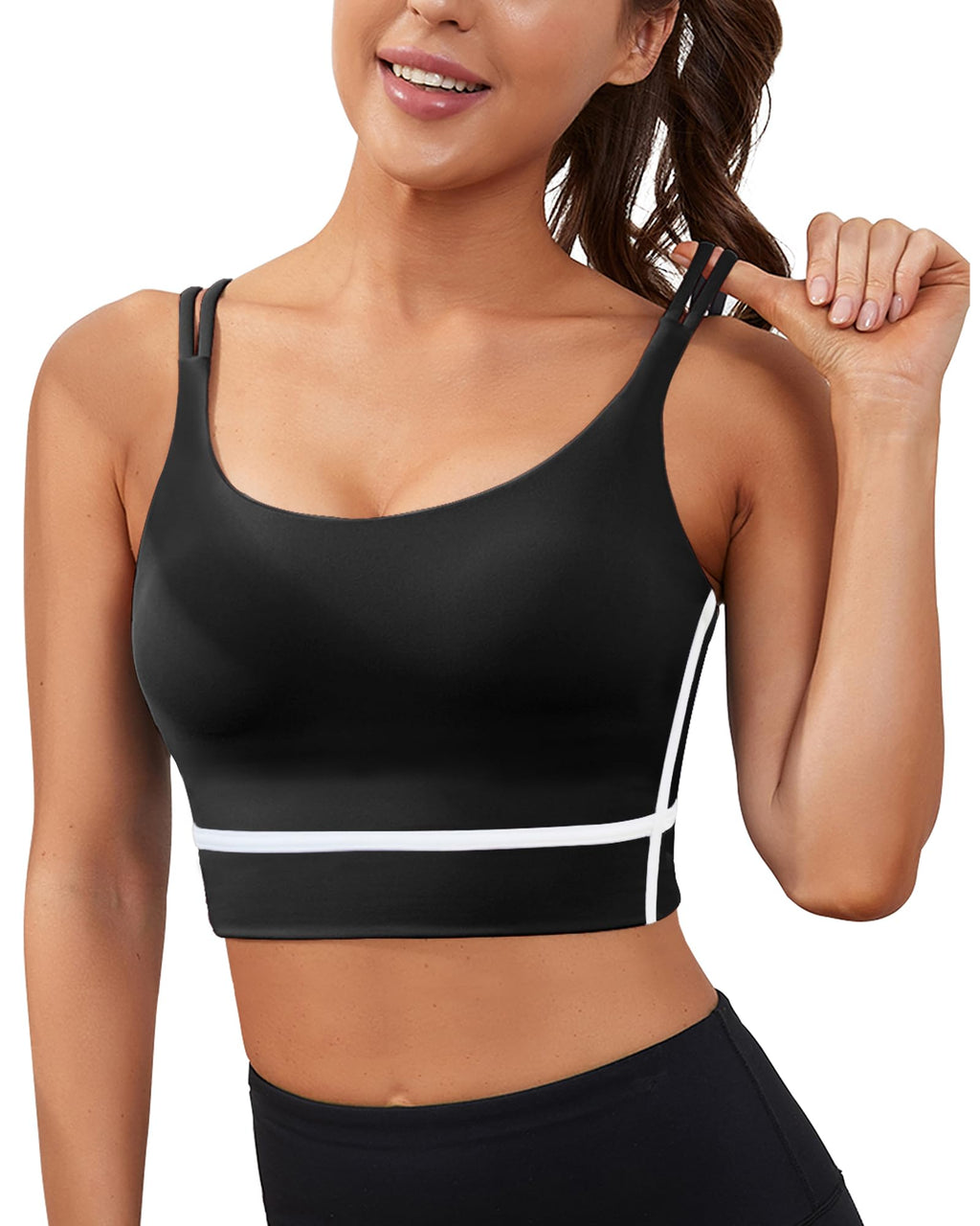 XUNYU Strappy Sports Bra for Women Crisscross Back Yoga Bras Longline Padded Workout Tank Tops Medium Support Gym Top