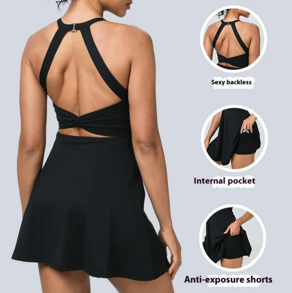 Nude Feel Halter Workout Dress