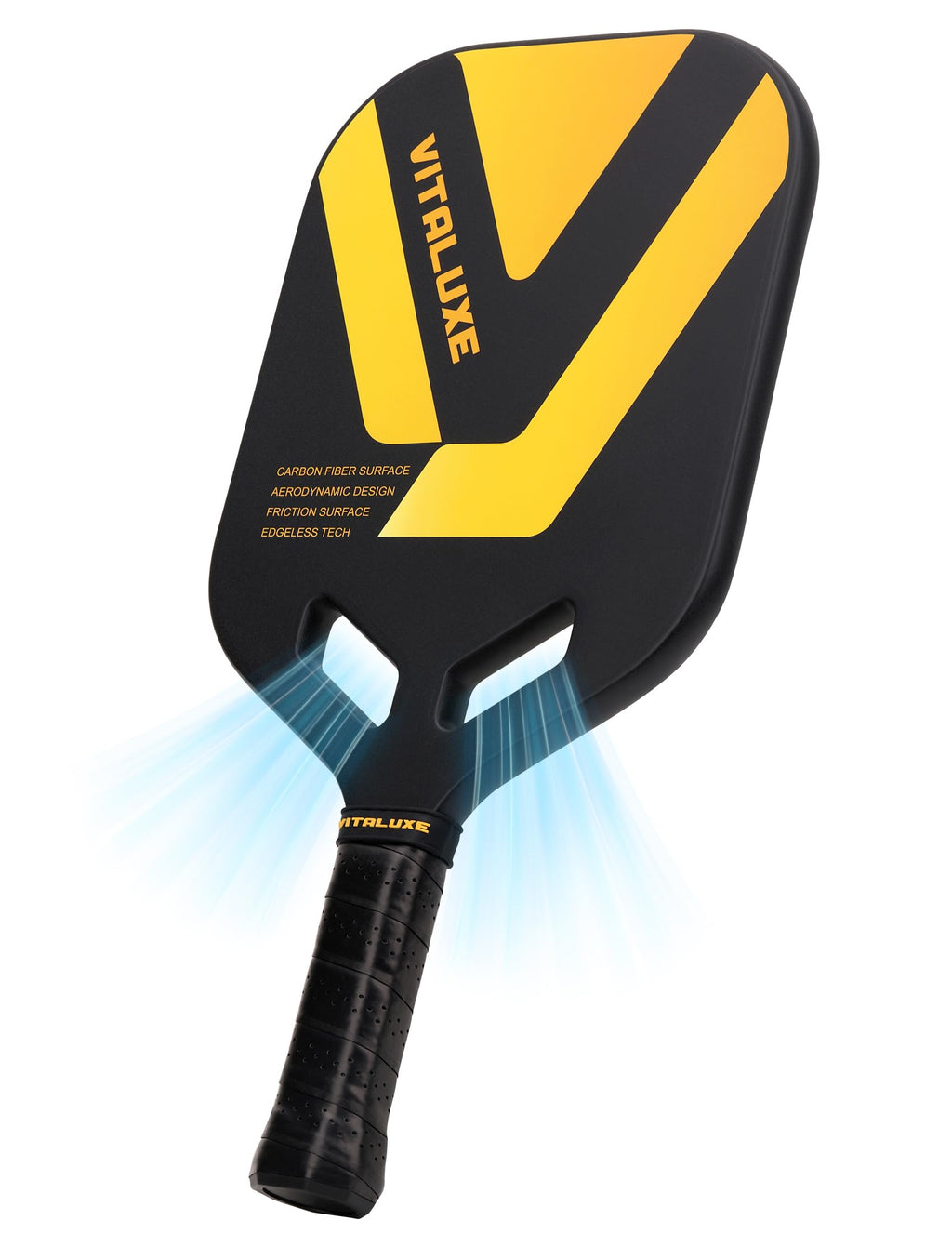 VITALUXE Pickleball Paddles with High Friction Surface Spin Max Version Carbon Fiber Thermoformed Edgeless Pickleball Racket with Aerodynamic Design Lightweight Power & Spin for Enthusiasts
