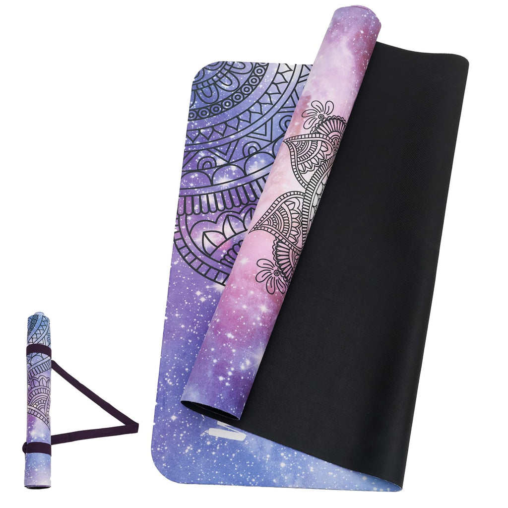 U&M Yoga Mat Non-Slip Exercise Suede Mat with Carrying Bag for Home Yoga Pilates & Meditation Stretching Floor & Fitness Workouts Fitness Mats Non-Slip Natural Rubber Base & Suede Mat (72 x 27 x 1.5mm Thick)