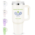 AETHER 40oz Tennis Tumblers with Straw & Handle Tennis Player Themed Travel Mug Cup Sports Player Gifts for Tennis Lovers Men Women Partners Players Stainless Steel Vacuum Tumbler for Coach Friend