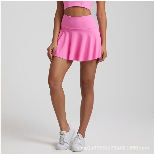 Nude Pleated Two-Piece Sports Tennis Skirt