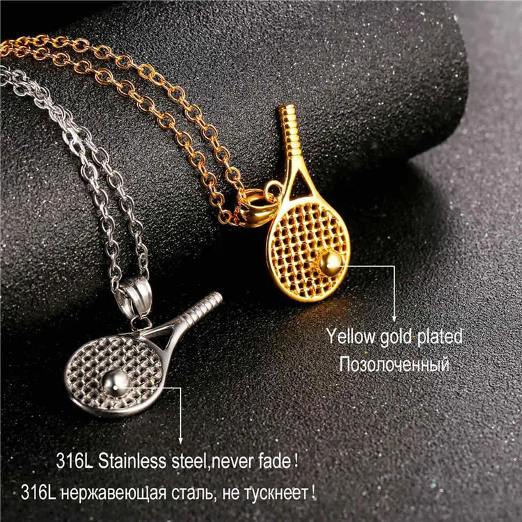 Tennis Racket Pendant Necklace